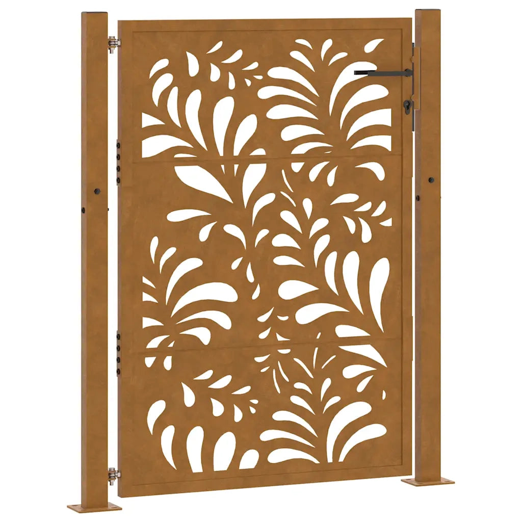 Cancello da giardino 100x125 cm in acciaio corten design ondulato 4100975
