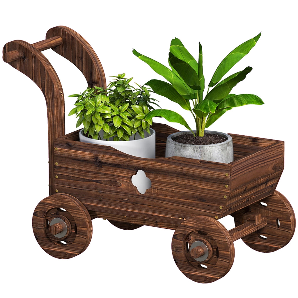 Fioriera Carretto Legno ¨C Xylo ¨C 4 Ruote 68x38x52cm Marrone