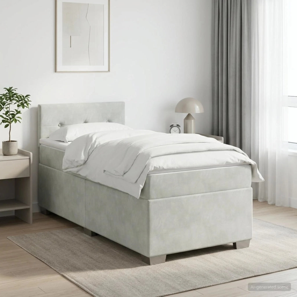 Letto box spring con materasso Grigio Chiaro 100 x 200 cm 3450656