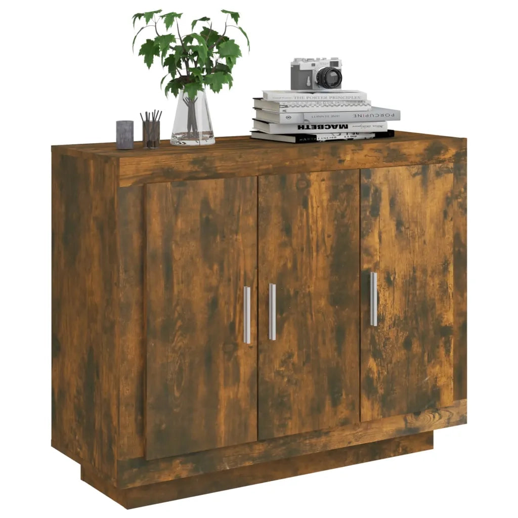 Credenza Rovere Fumo 92x35x75 cm in Legno Multistrato 817240
