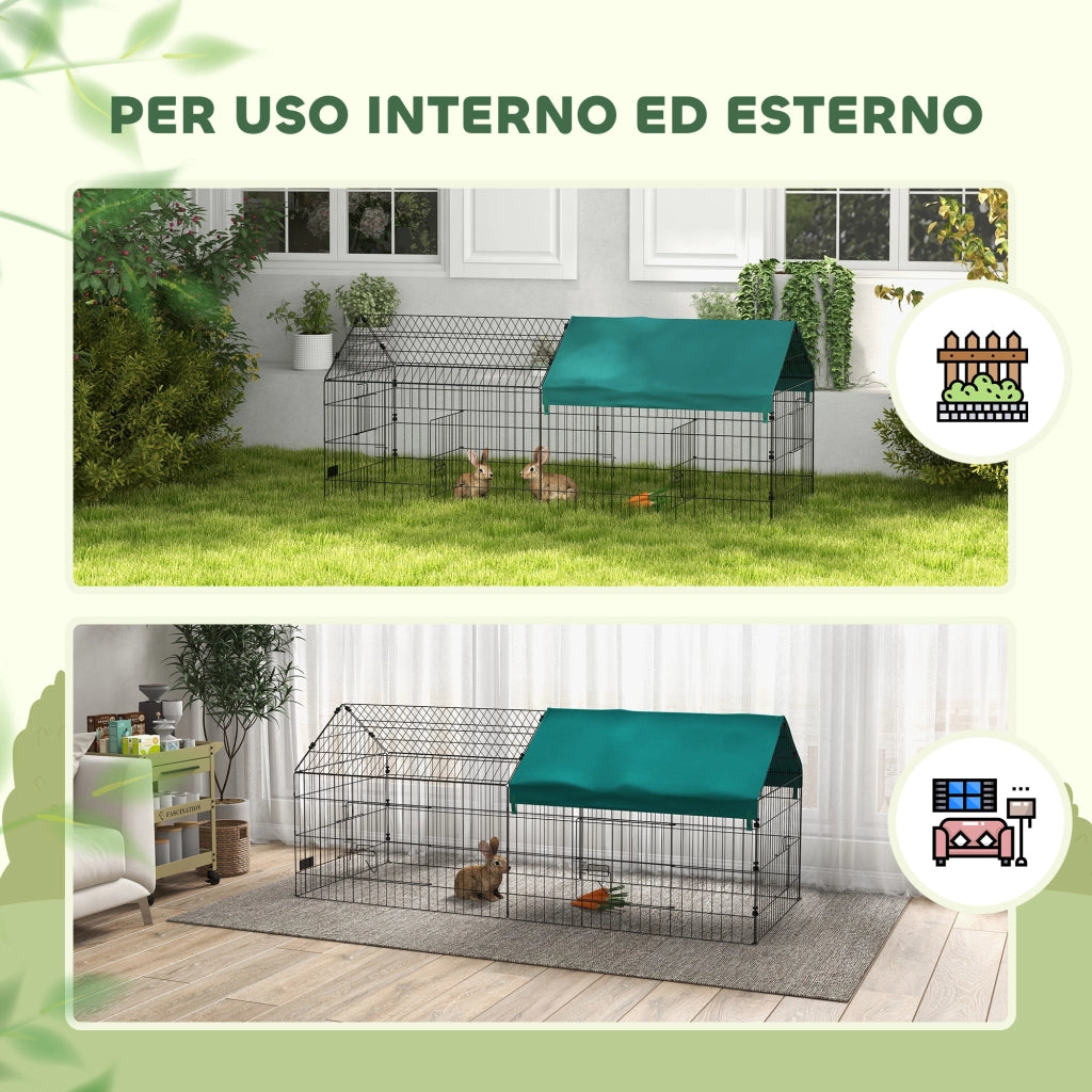 Gabbia per Conigli da Esterno e Interno ¨C Xylo ¨C Verde 185x75x75 cm