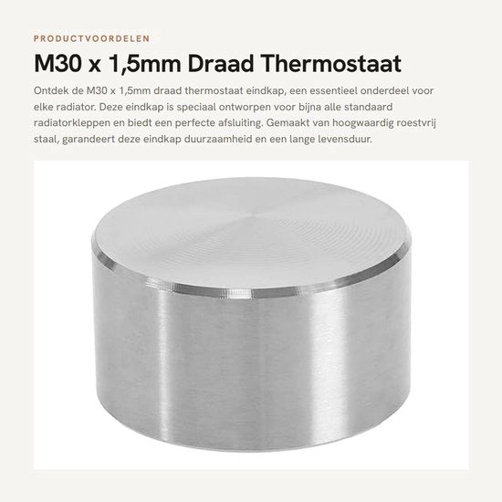 Elettrovalvola di fine radiatore in acciaio inossidabile - M30 x 1,5mm filo - Valvola di fine radiatore - Chiusura radiatore - Compatta e spazievendente - Compatibilità universale - Valvola di fine radiatore termoregolabile