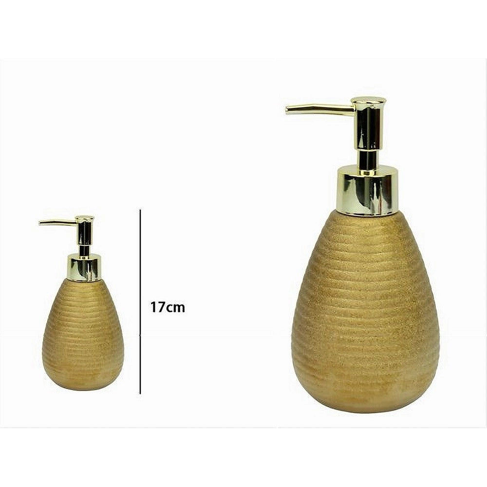 Trade Shop - Dispenser Per Sapone Liquido Accessorio Dorato Rigato Moderno Arredo Bagno 59934 -