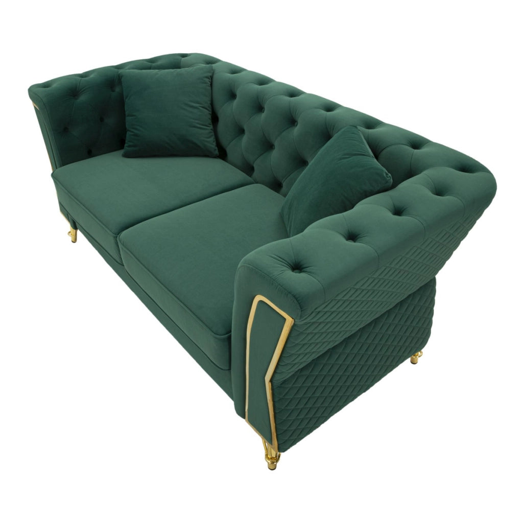 Divano VKH39, Verde, Legno, 162x83x76 cm