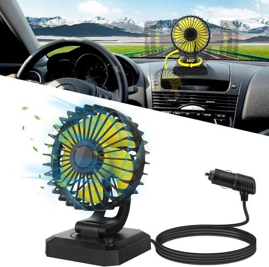 Ventilatore portatile 12V per auto con rotazione 360° per SUV e RV