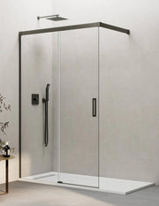 Porta doccia scorrevole 1+1 THALASSA (BASIC) walk-in 120 cm Profilo Titanio vetro trasparente