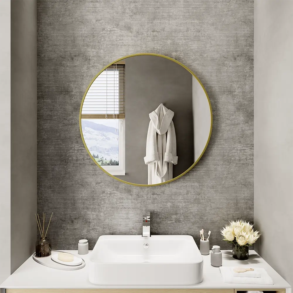 Specchio tondo Ø 60 cm con cornice dorata