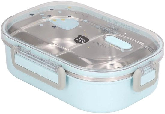 Tromba per Pane in Acciaio Inossidabile - Scatola Termica per Pic-Nic - Contenitore Portatile - Scuola/Pic-Nic - Inclusa Cucchiaio - Dimensioni 21,5 x 15 x 6,5 cm