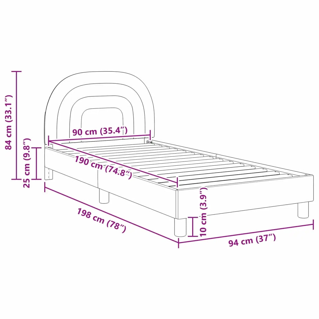 Struttura letto bambini con testata Rosa 90 x 190 cm Velluto 42011011