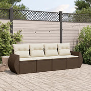 Set Divano da Giardino 4 pz con Cuscini Marrone in Polyrattan 3253420