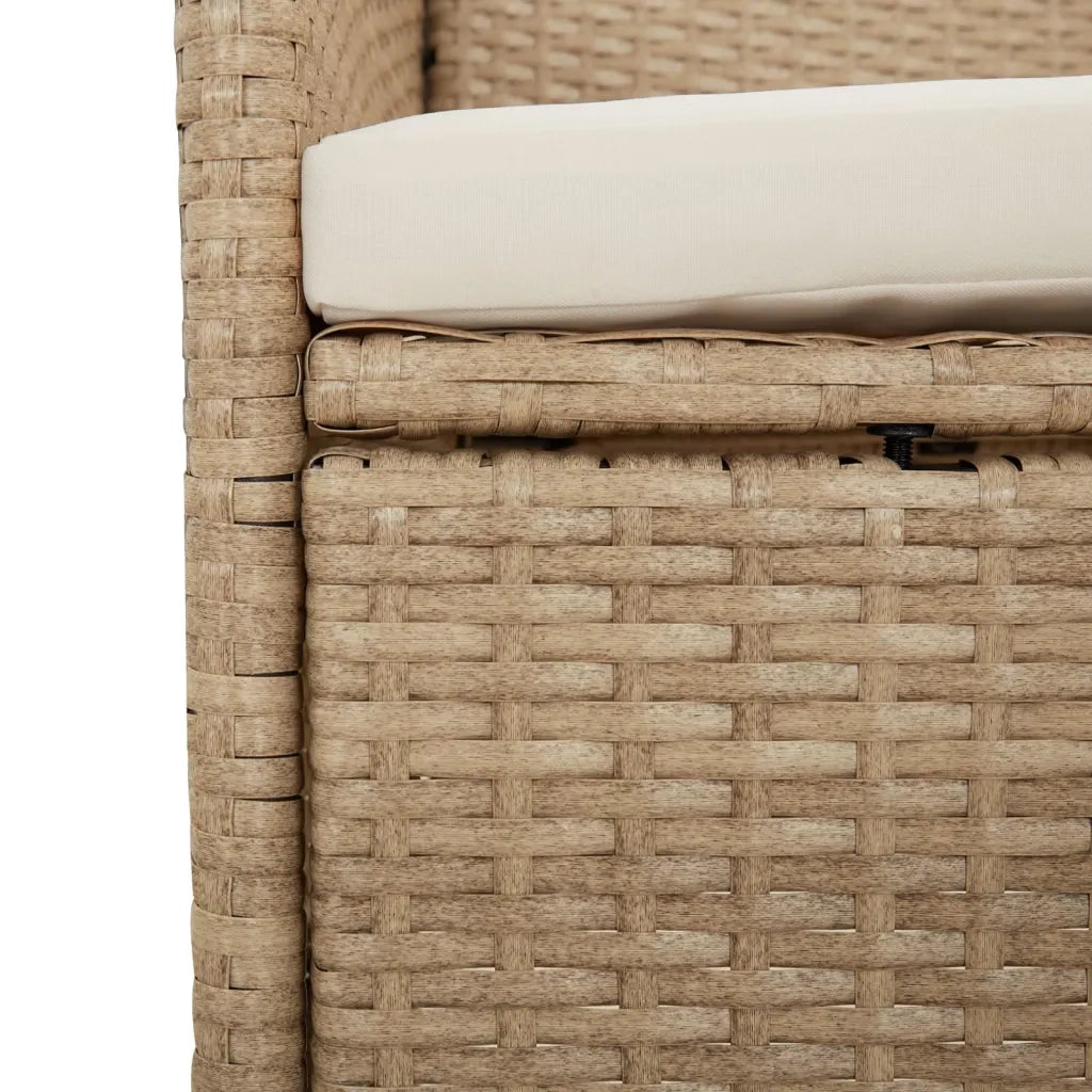 Set da Pranzo da Giardino 9 pz con Cuscini Beige in Polyrattan 3157571