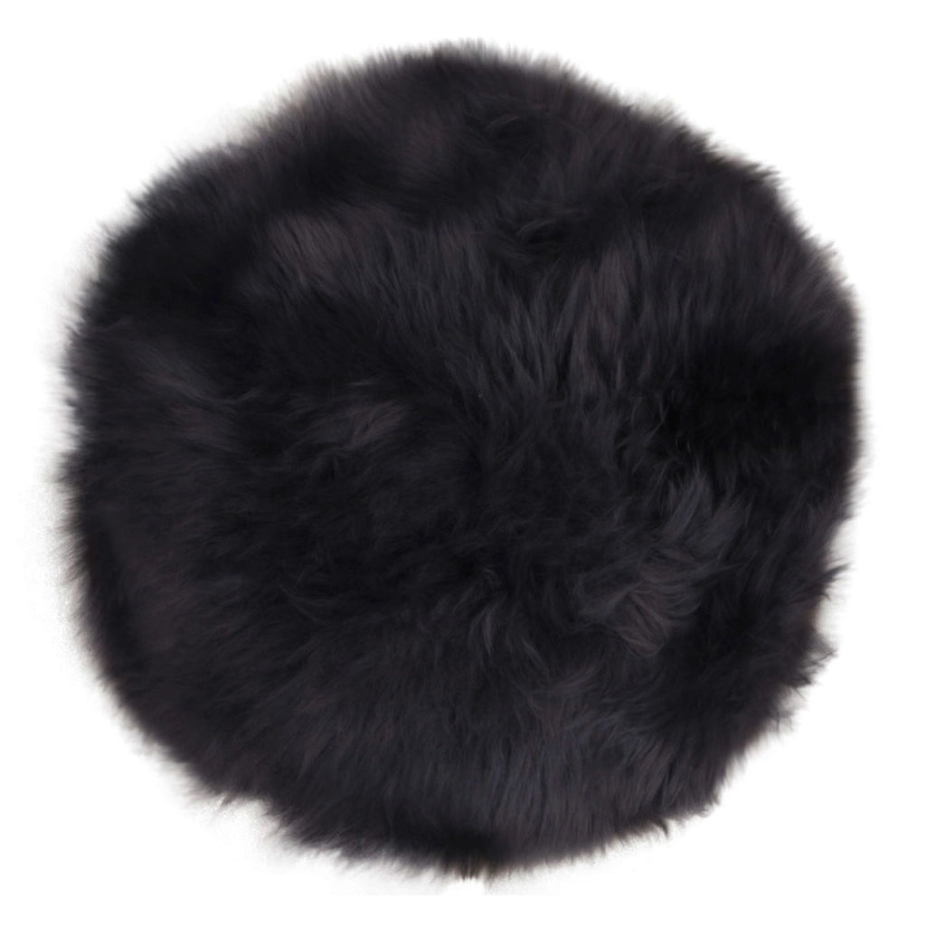 Cuscino per sedia in pelle di agnello nero ø35 cm