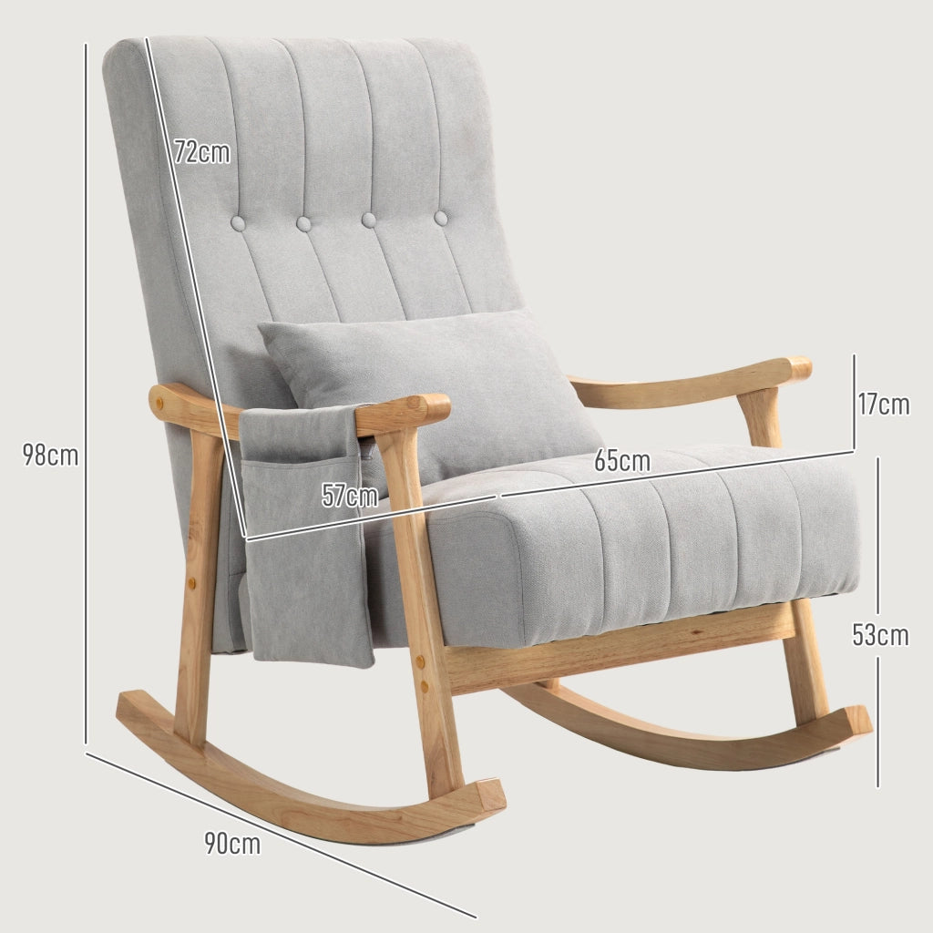 Poltrona Dondolo ¨C Minimal ¨C Grigio, Tessuto, Kautschukholz