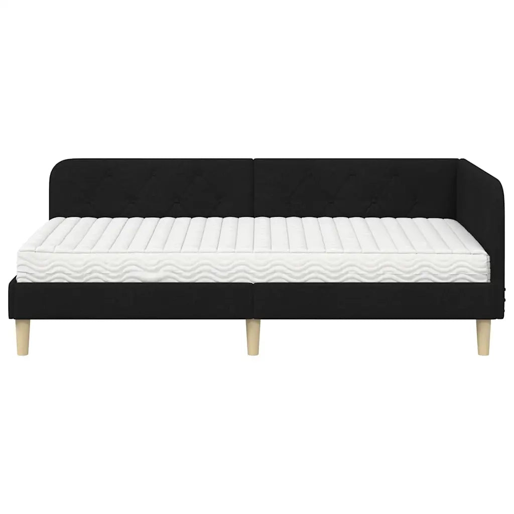 Cornice del letto ad angolo Nero 90 x 200 cm Tessuto