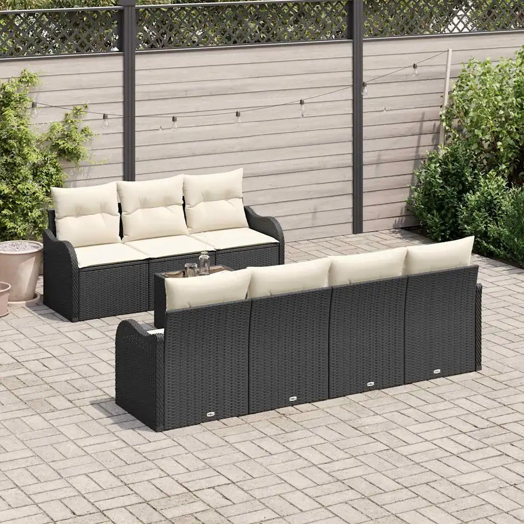 Set Divano da Giardino Nero 55 x 55 x 37 cm polyrattan