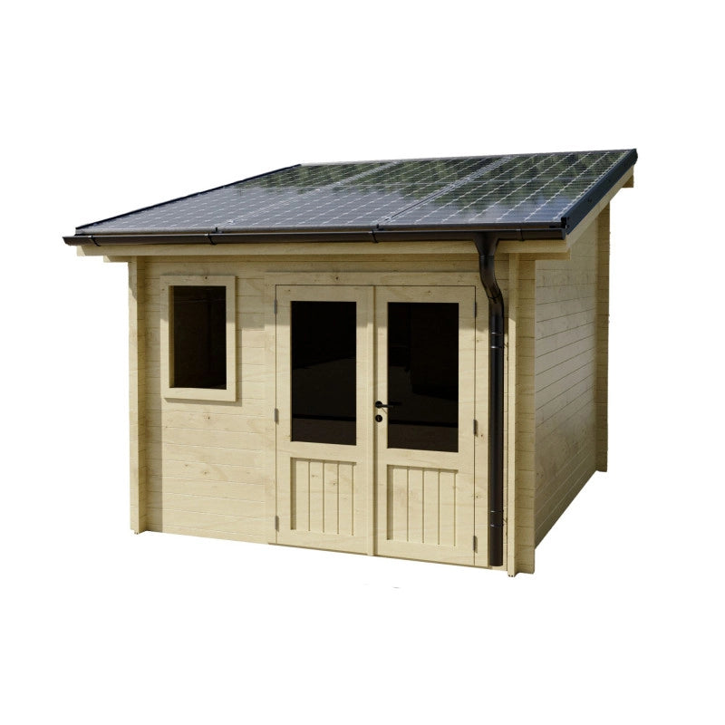 Casetta da giardino in legno 280x349 cm con fotovoltaico 3kW  Pareti 42 mm  6 pannelli fotovoltaici   LB3037.02 Foresta