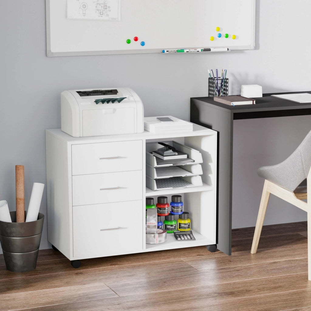 Scrivania con Cassetti e Ripiani ¨C Minimal ¨C Bianco 80x40x65 cm