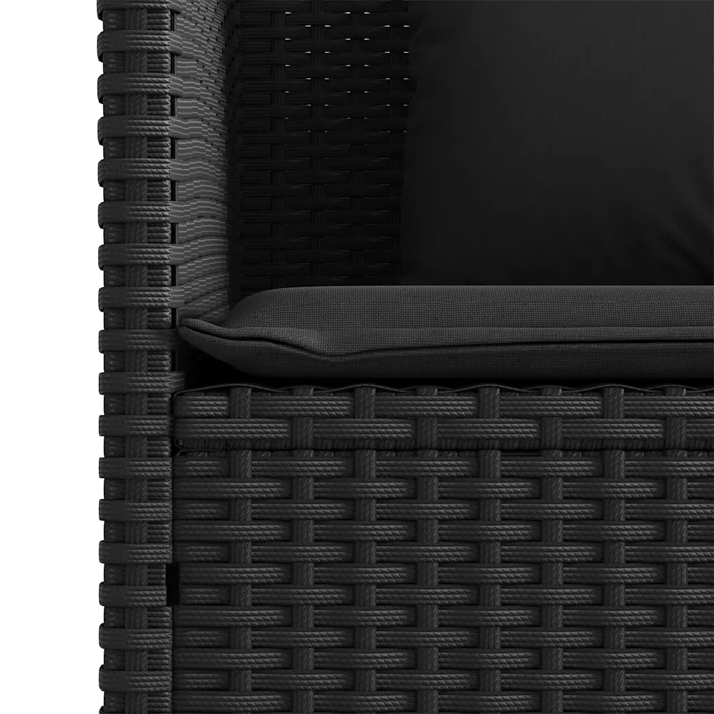 Panca da Giardino con Cuscini-Sgabello-Panca da esterno Nera in Polyrattan 738325