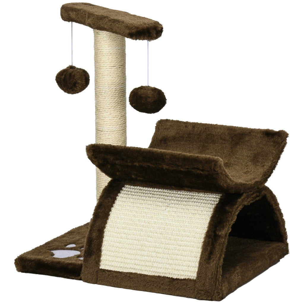 Tiragraffi per Gatti Albero con Cuccia e Palline ¨C Minimal ¨C Naturale 43cm