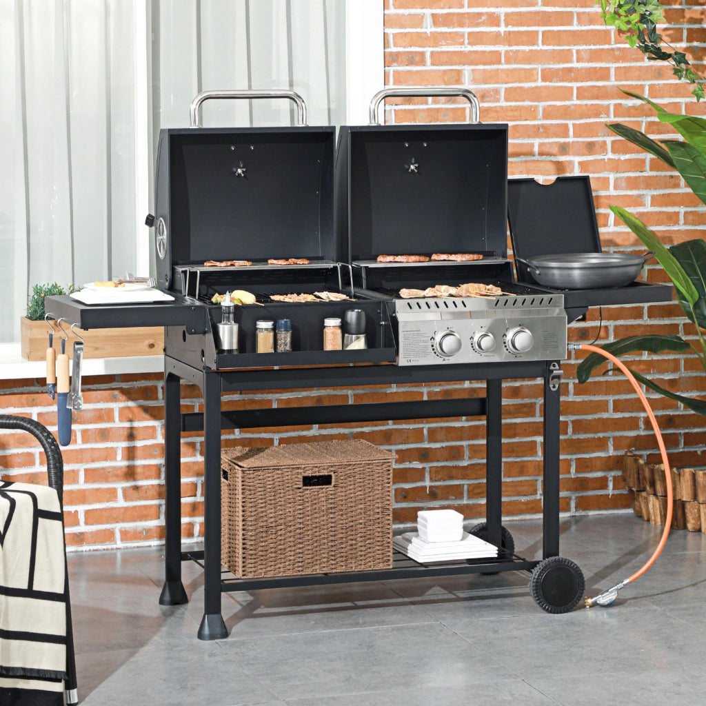 Barbecue a Gas con Termometro ¨C Xylo ¨C Nero e Argento 161x54x103 cm