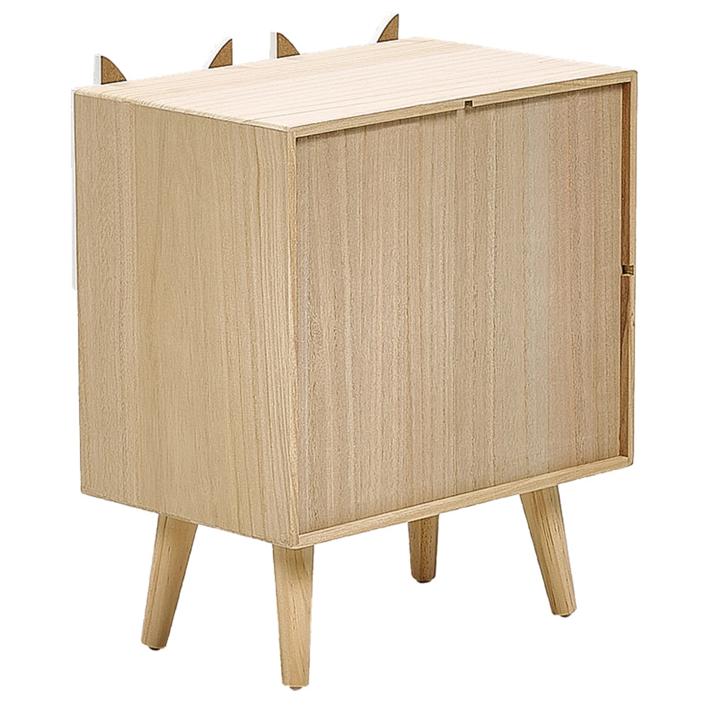 Comodino Legno Chiaro 2 Cassetti Per Bambini Tema Animale