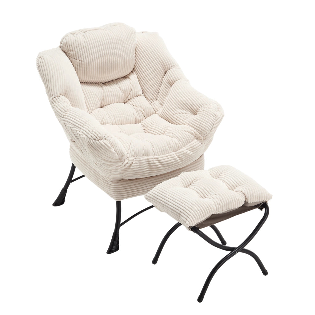 Poltrona Relax con Poggiapiedi e Braccioli ¨C Xylo ¨C Bianco, Imbottita