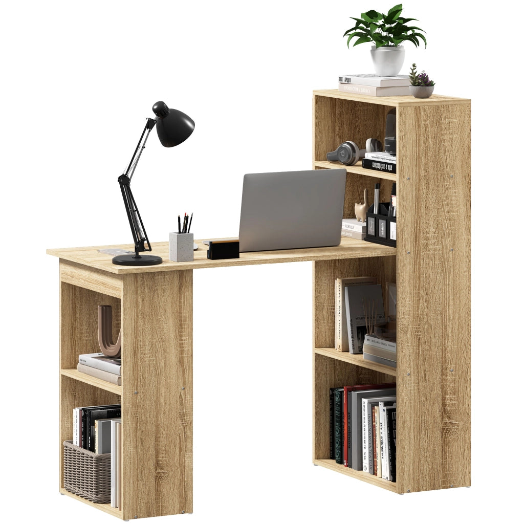 Scrivania angolare con libreria ¨C Minimal ¨C Legno rovere