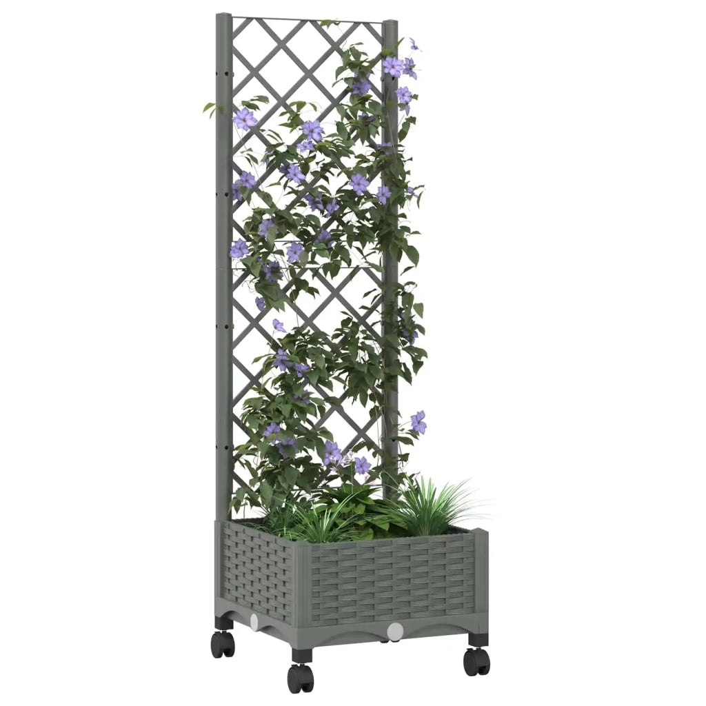 Vaso da giardino con grigliato e ruote Grigio Chiaro PP 3422917