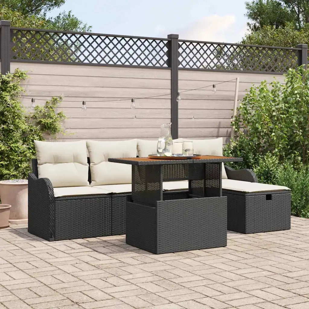 Set Divano da Giardino 6 pcs Nero polyrattan 3361264
