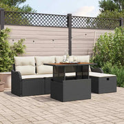 Set Divano da Giardino 6 pcs Nero polyrattan 3361264