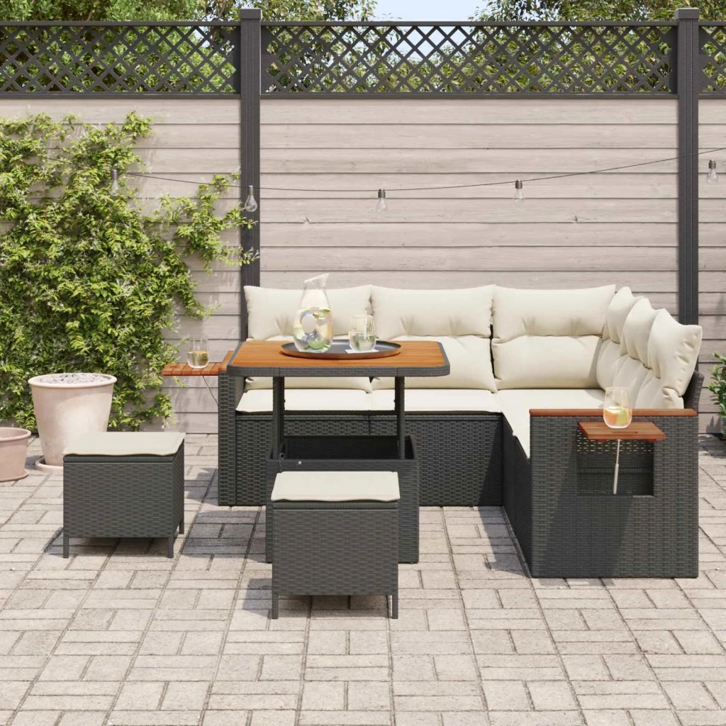 Set Divano da Giardino 8 pcs Nero polyrattan 3363040