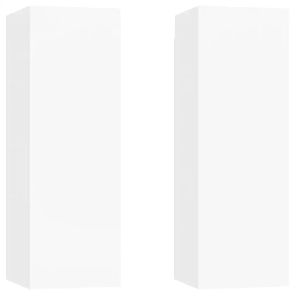 Mobili Porta TV 2pz | Armadietto TV | Mobile Porta TV Bianchi 30,5x30x90 cm in Legno Multistrato