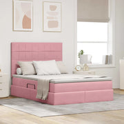 Letto con contenitore e materasso Rosa 140 x 200 cm Velluto
