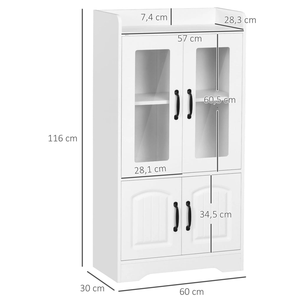 Libreria con ante in vetro scaffale regolabile ¨C Minimal ¨C Bianco 60x30x116cm