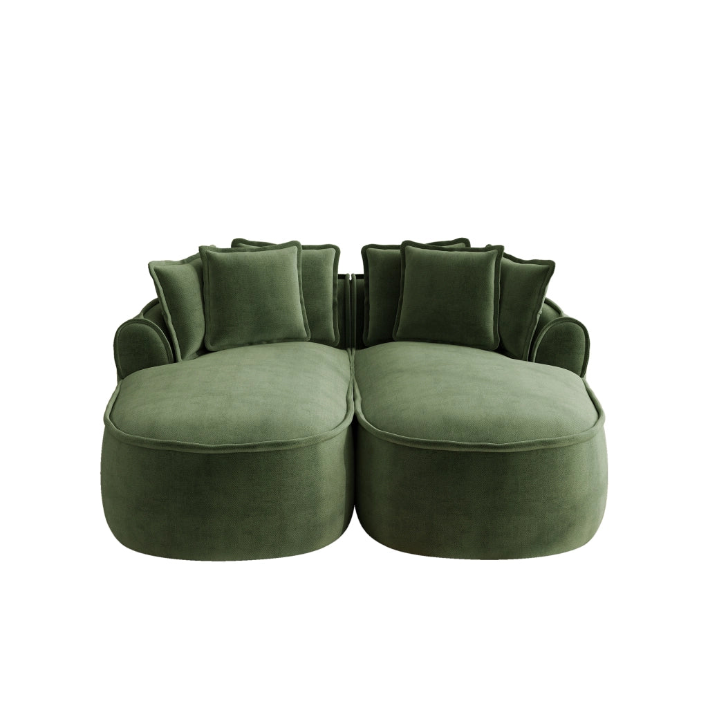 Divano Chaise Longue Doppio in Chenille con Cuscini ¨C MINIMAL ¨C Verde