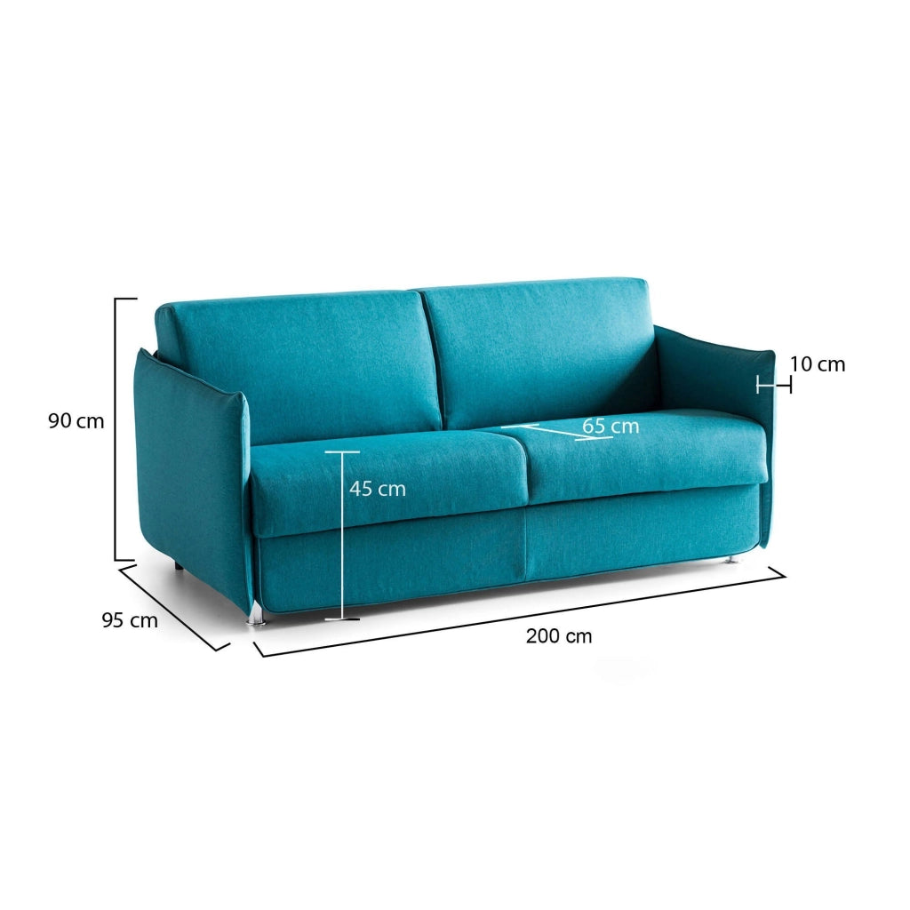 Severo, Divano Fisso 3 Posti Sfoderabile Made in Italy, 200x95 cm Azzurro