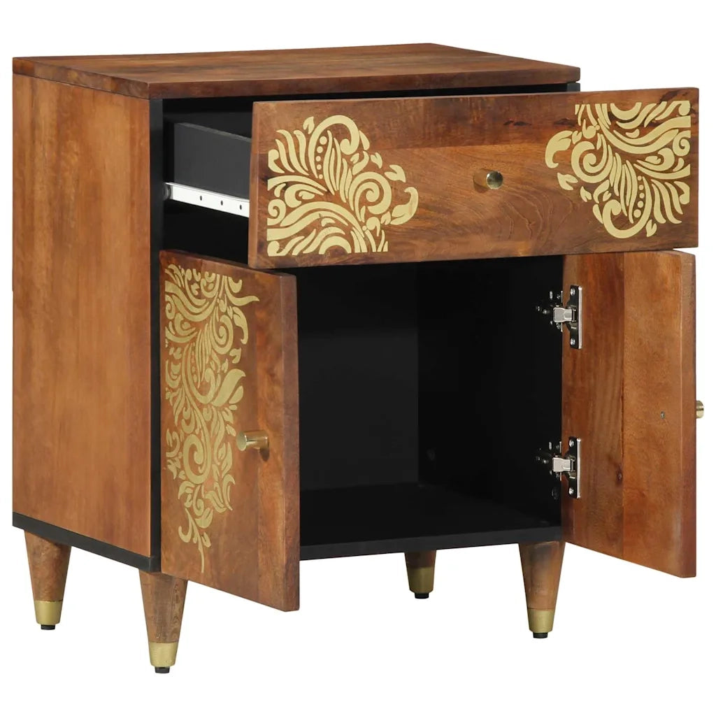 Comodino con porta con cassetto-Tavolino da notte Marrone miele 50 x 33 x 60 cm 478526
