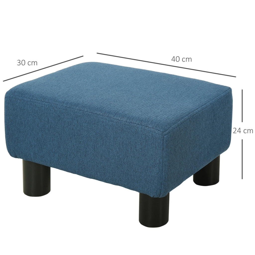 Pouf Poggiapiedi ¨C Xylo ¨C Tessuto Lino Blu Scuro 40x30x24cm