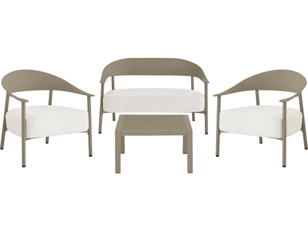 Set di mobili da giardino in metallo e plastica "Céora" - 4 posti - Taupe