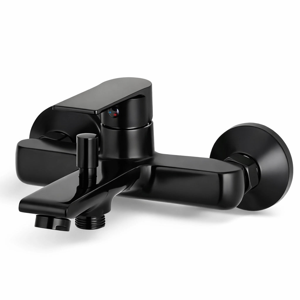 Rubinetto Miscelatore Vasca Bagno Nero Opaco da Parete + Deviatore Doccia 94009