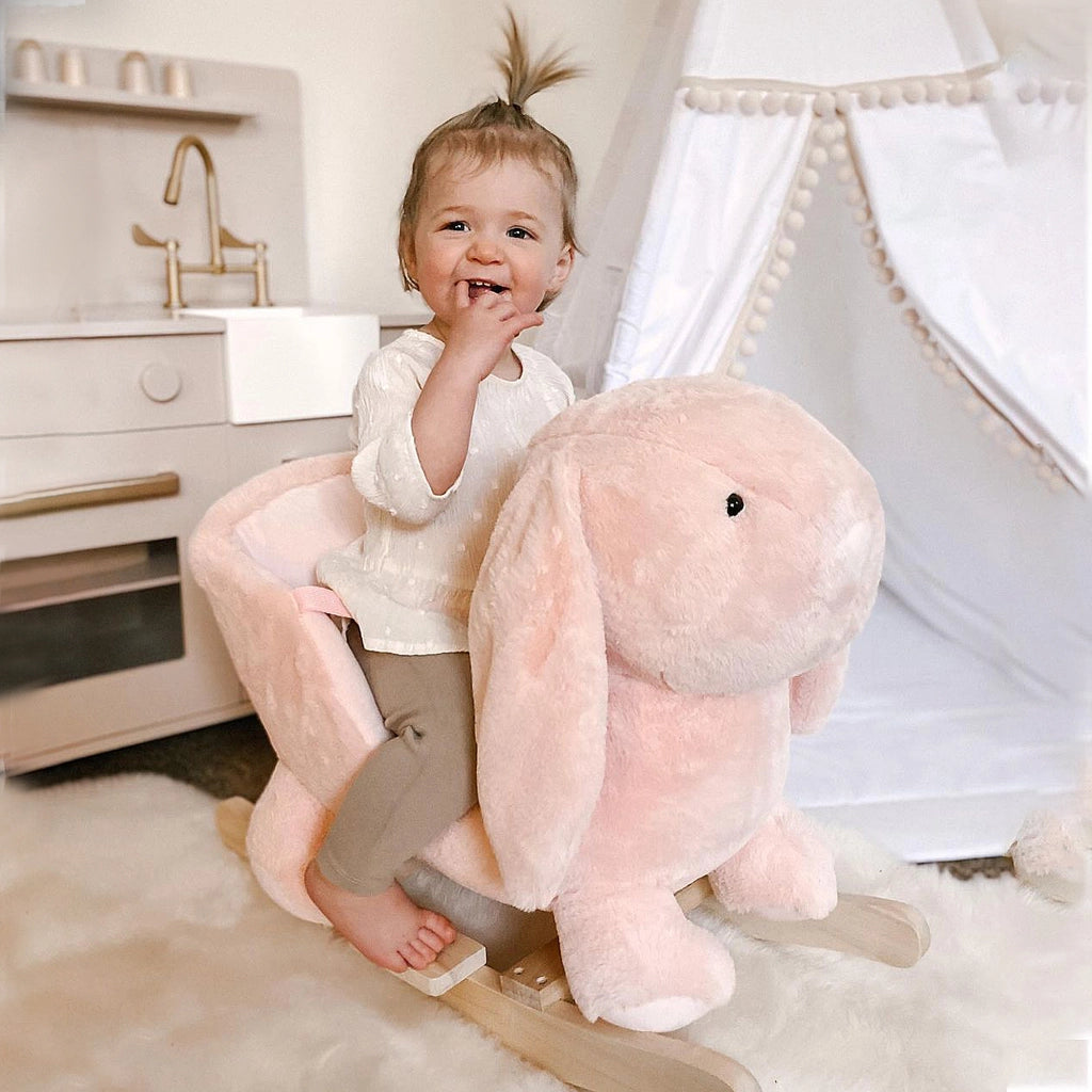 Dondolo a Dondolo per Bambini Forma Coniglio ¨C Minimal ¨C Rosa 60x33x50cm