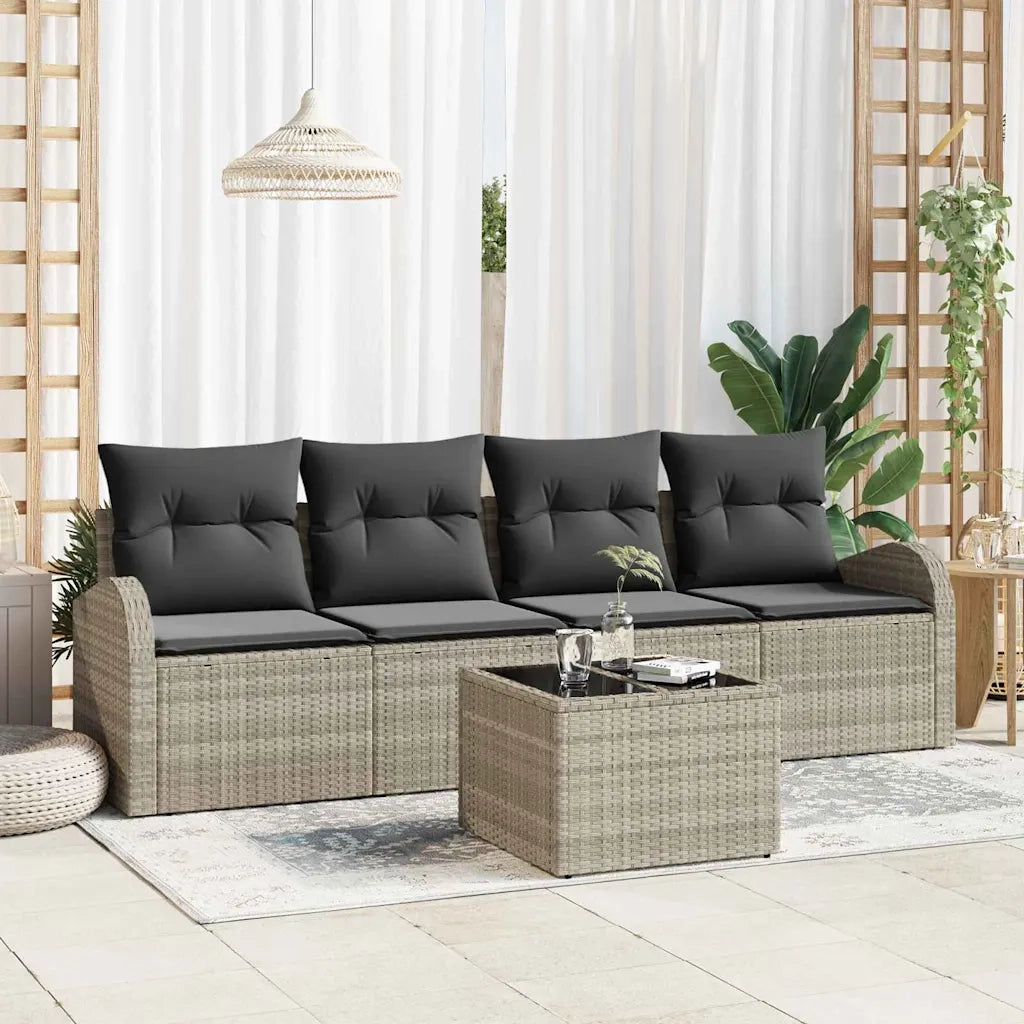 Set Divano da Giardino 5 pcs Grigio chiaro e grigio scuro
