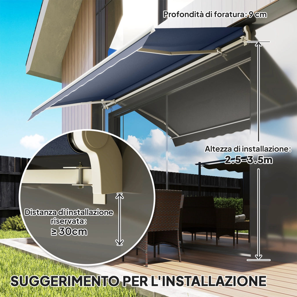 Tenda da Sole per Esterno a Bracci Avvolgibile ¨C Minimal ¨C Grigio 360x250 cm