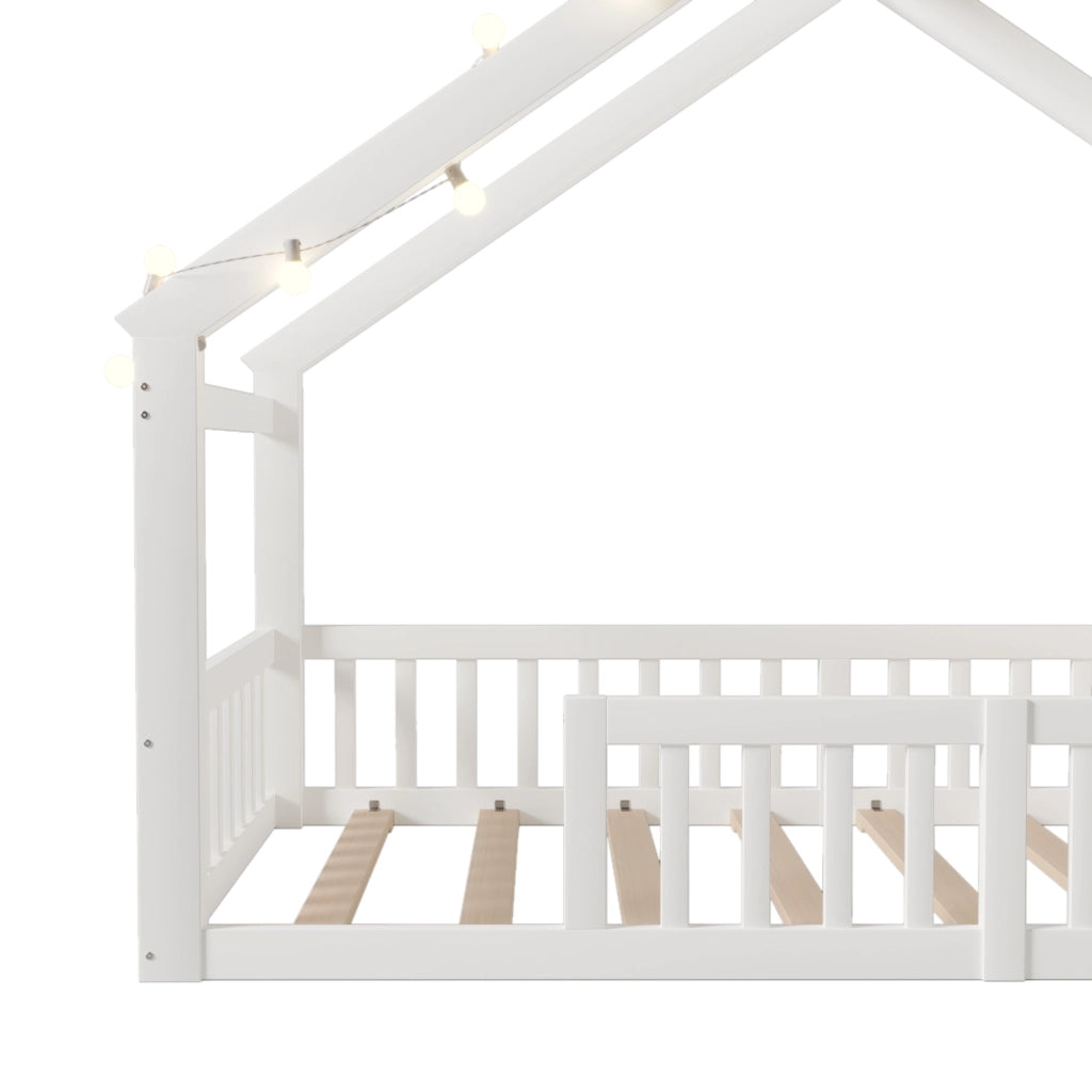 LETTO per bambini a casetta con sponde 90x190 cm in legno bianco