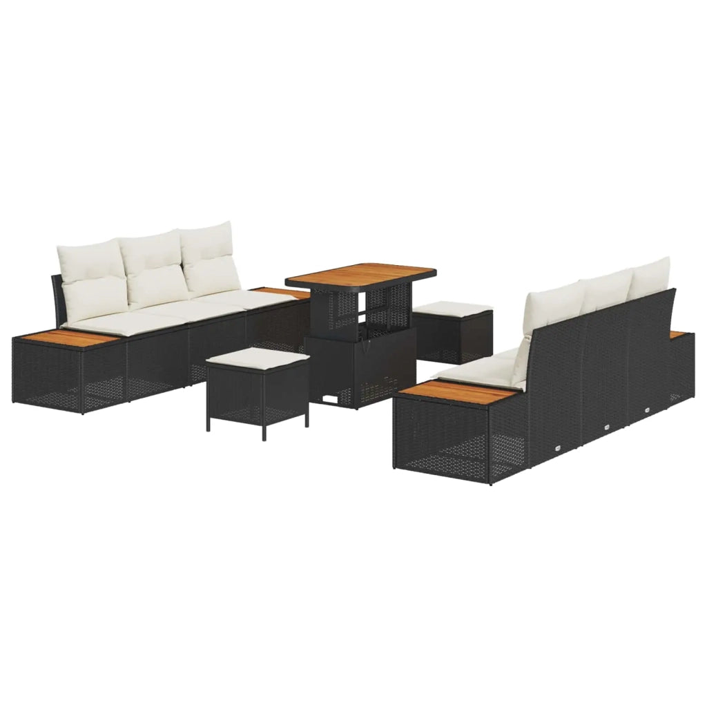 Set Divano da Giardino con cuscino 9 pcs Nero e Crema 3363260