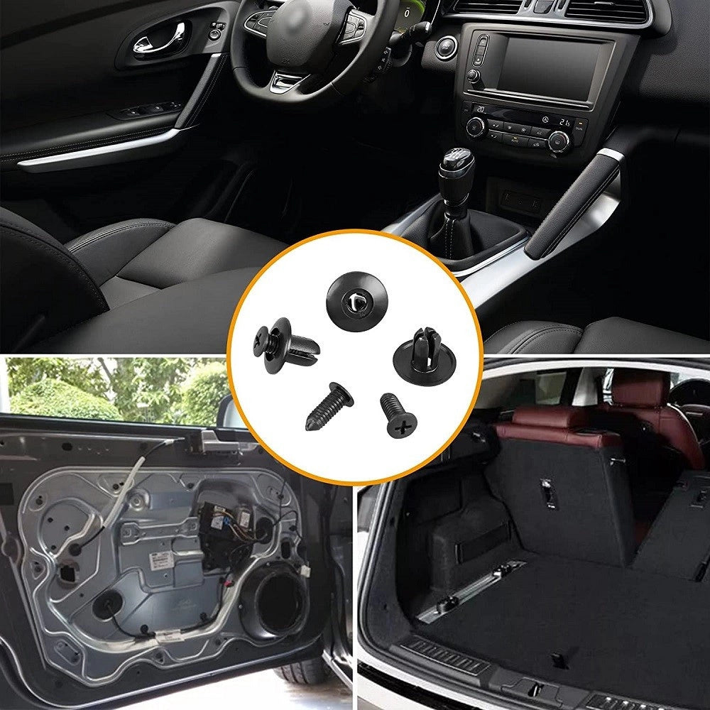 Trade Shop - Kit 100pz Rivetti In Plastica Clip Viti Per Interni Auto Pannello Paraurti Porta -