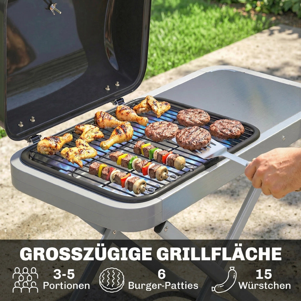 Grill a Gas Portatile 1 Fuoco 2,5kW ¨C zephmum ¨C Grigio