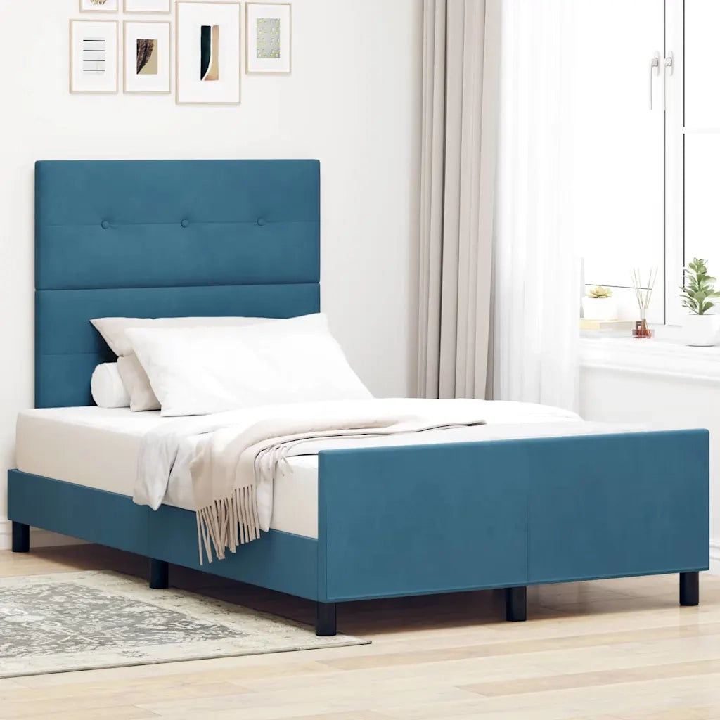 Letto a molle con testiera Blu Scuro 120 x 190 cm Velluto 3344931