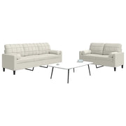 Set di Divani 2 pz con Cuscini e Rinforzi Crema in Velluto 3278419