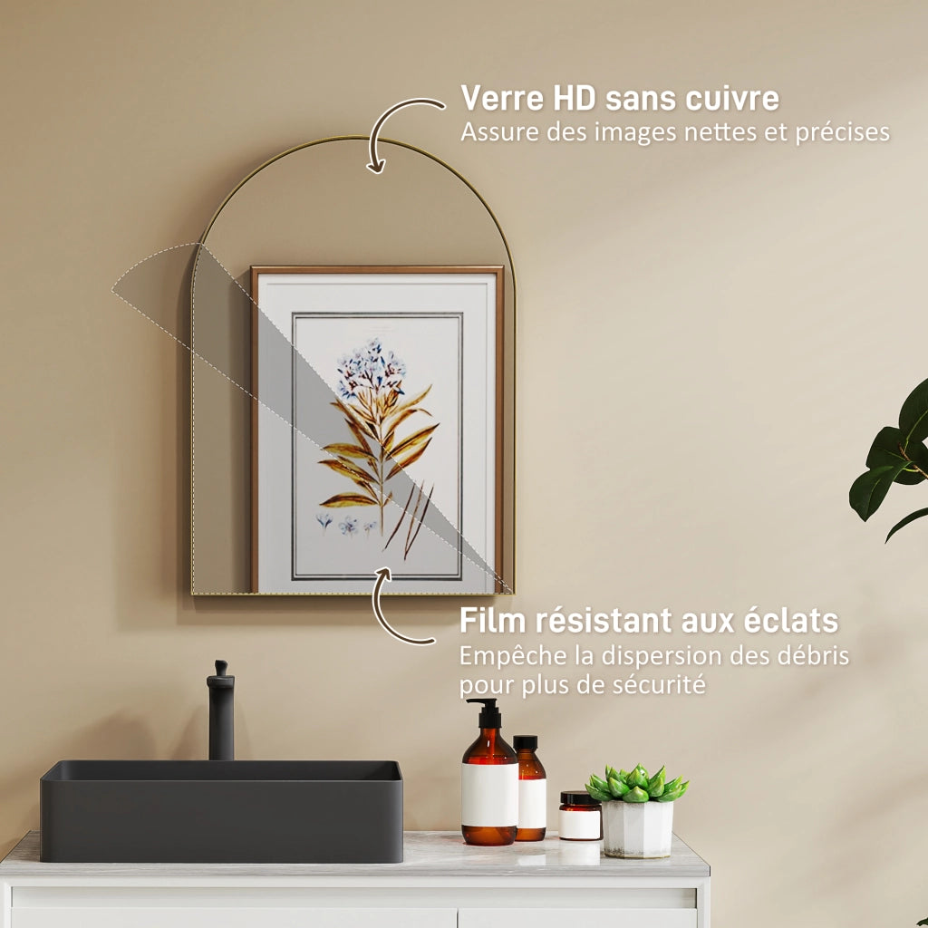 Specchio da Bagno con Cornice in Alluminio ¨C Minimal ¨C Oro 50x70 cm